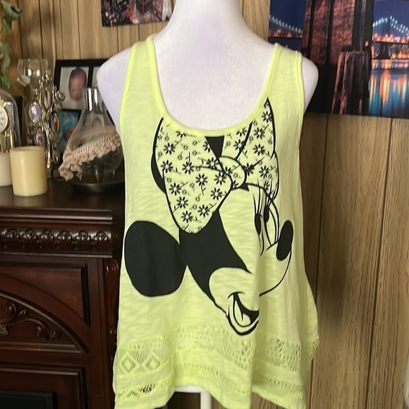 DISNEY SLEEVELESS BLOUSE NEON YELLOW SIZE L(11-13) - Picture 3 of 9
